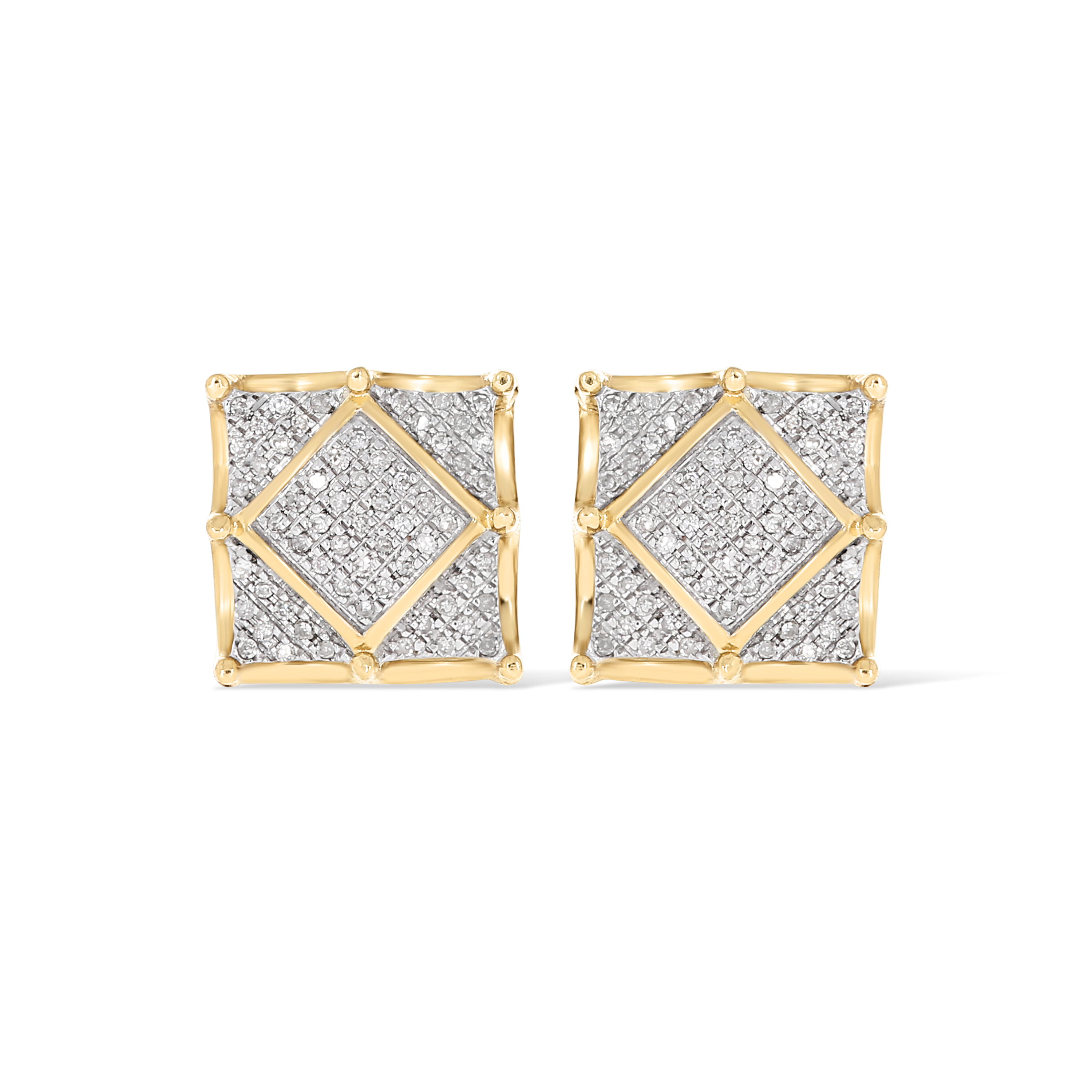 Square Diamond Earrings 0.20 ct. 10k Yellow Gold